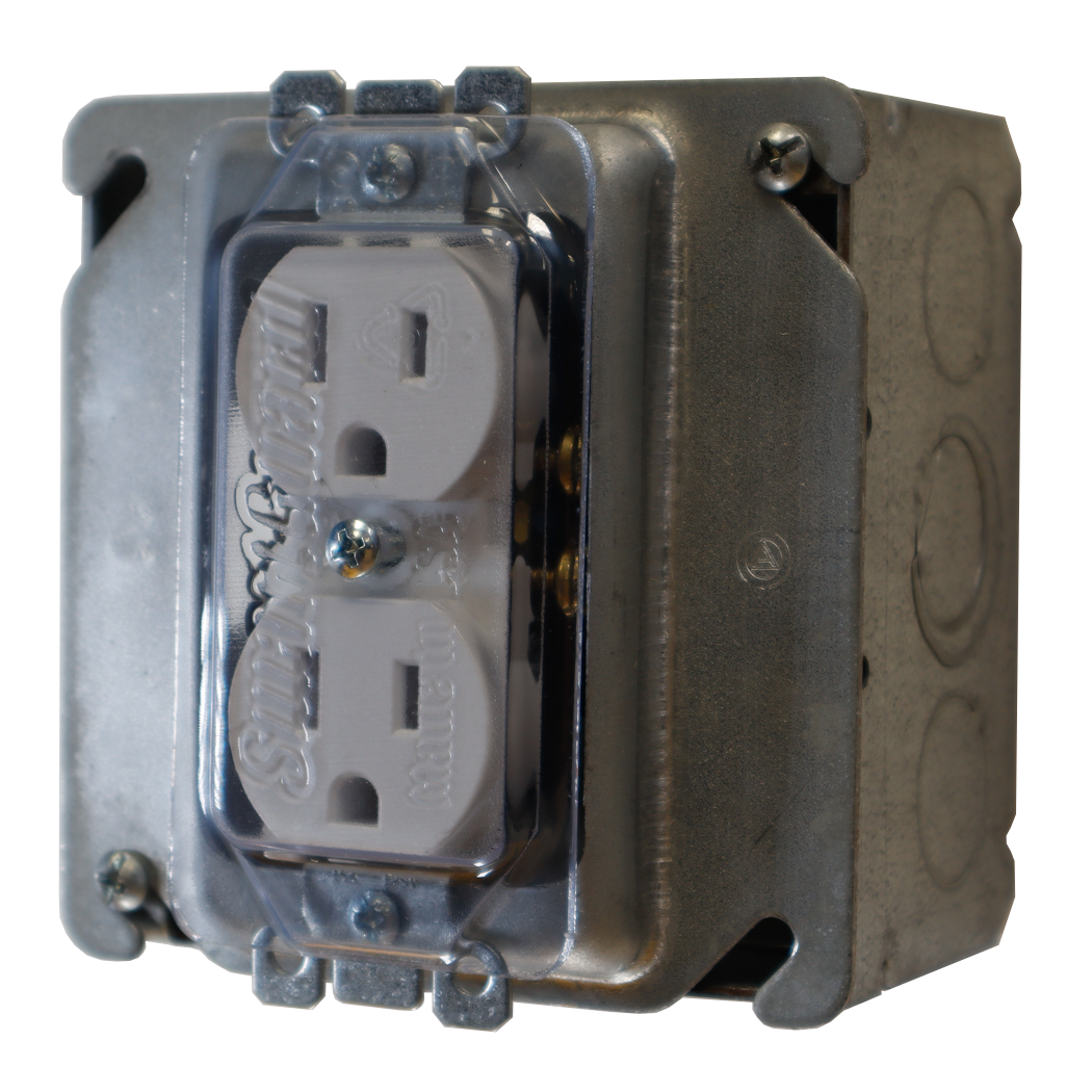 2 Gang Duplex Receptacle Cover with Pins Plastic Covers & Guards