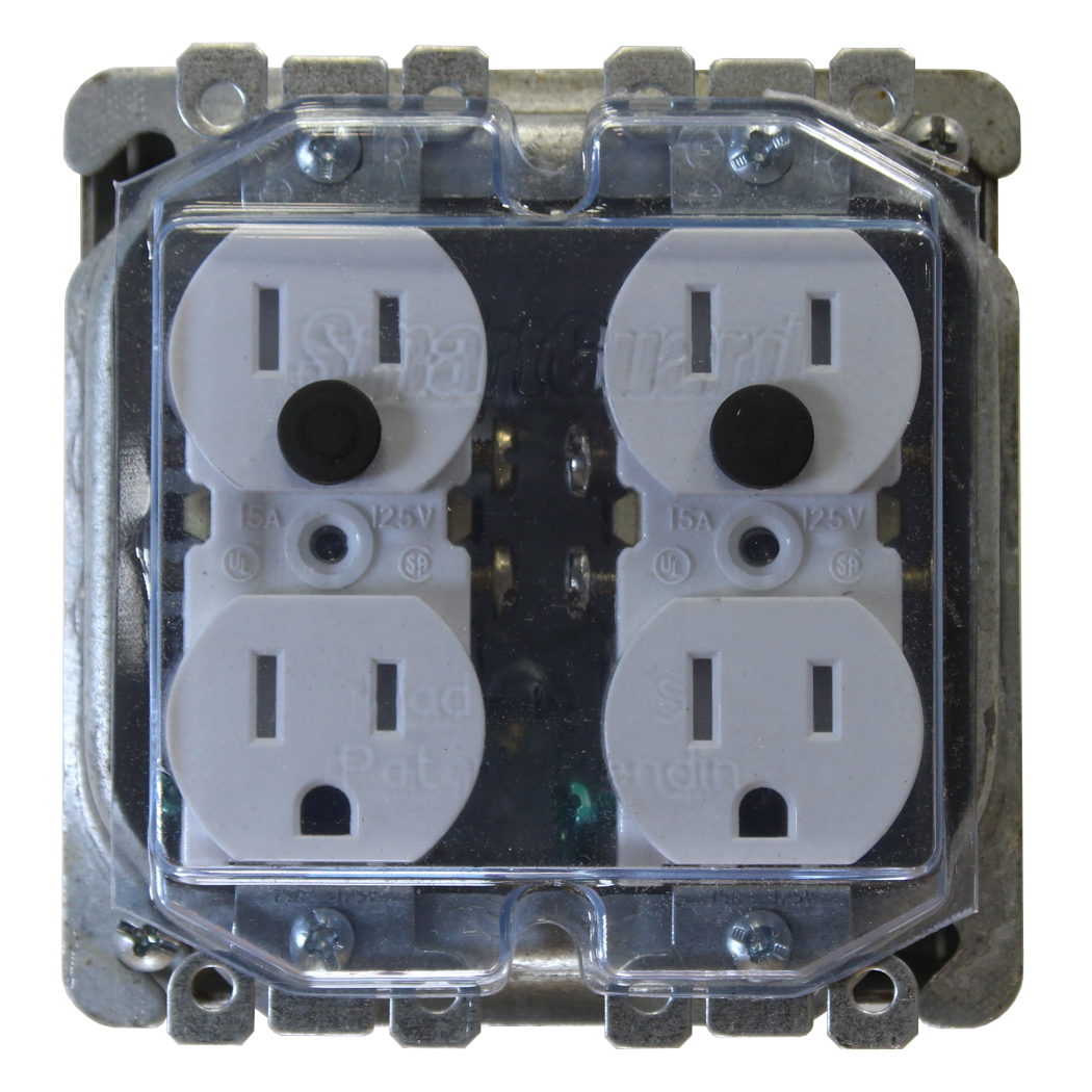 2 Gang Duplex Receptacle Cover with Pins Plastic Covers & Guards