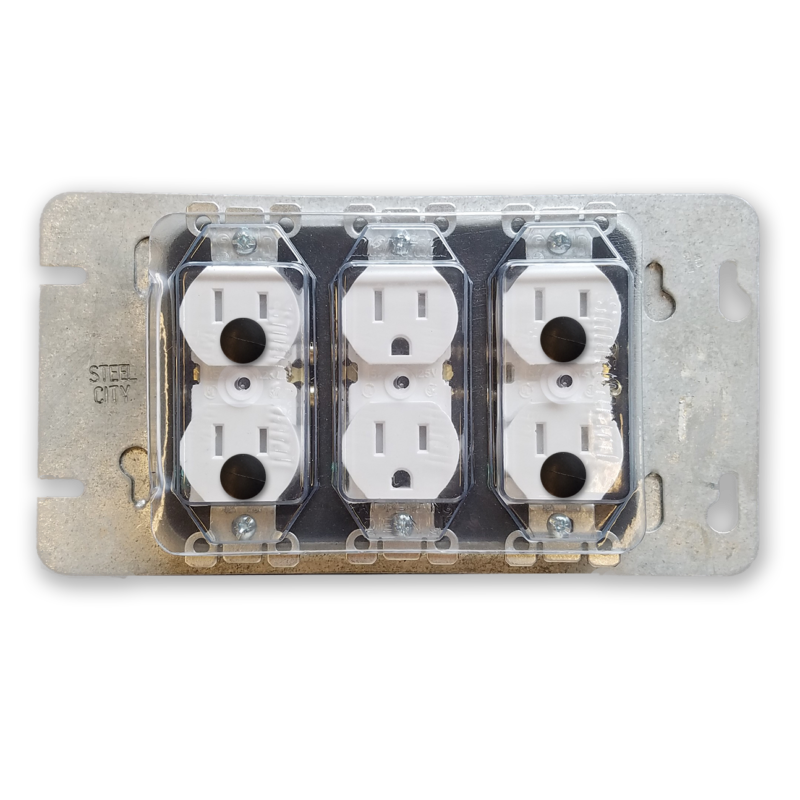 3 Gang Cover, Duplex Outlets, with Pins, 10 count