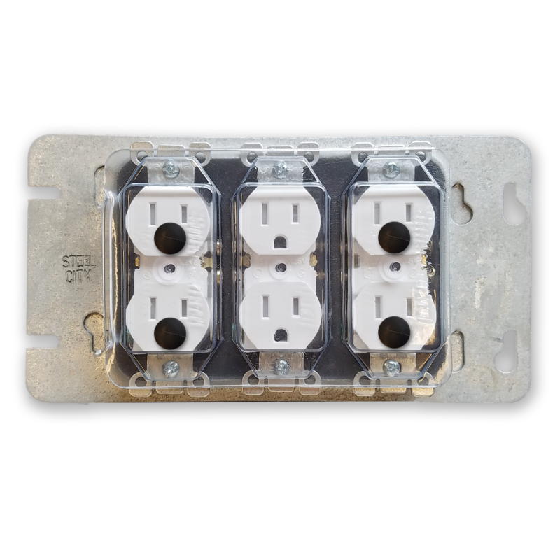 3 Gang Pre-Fab Cover, Duplex Outlets, with Pins, 10 count