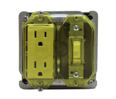 2 Gang Combo GFCI Outlet / Switch Cover 2 Gang Combo GFCI Outlet / Switch Cover