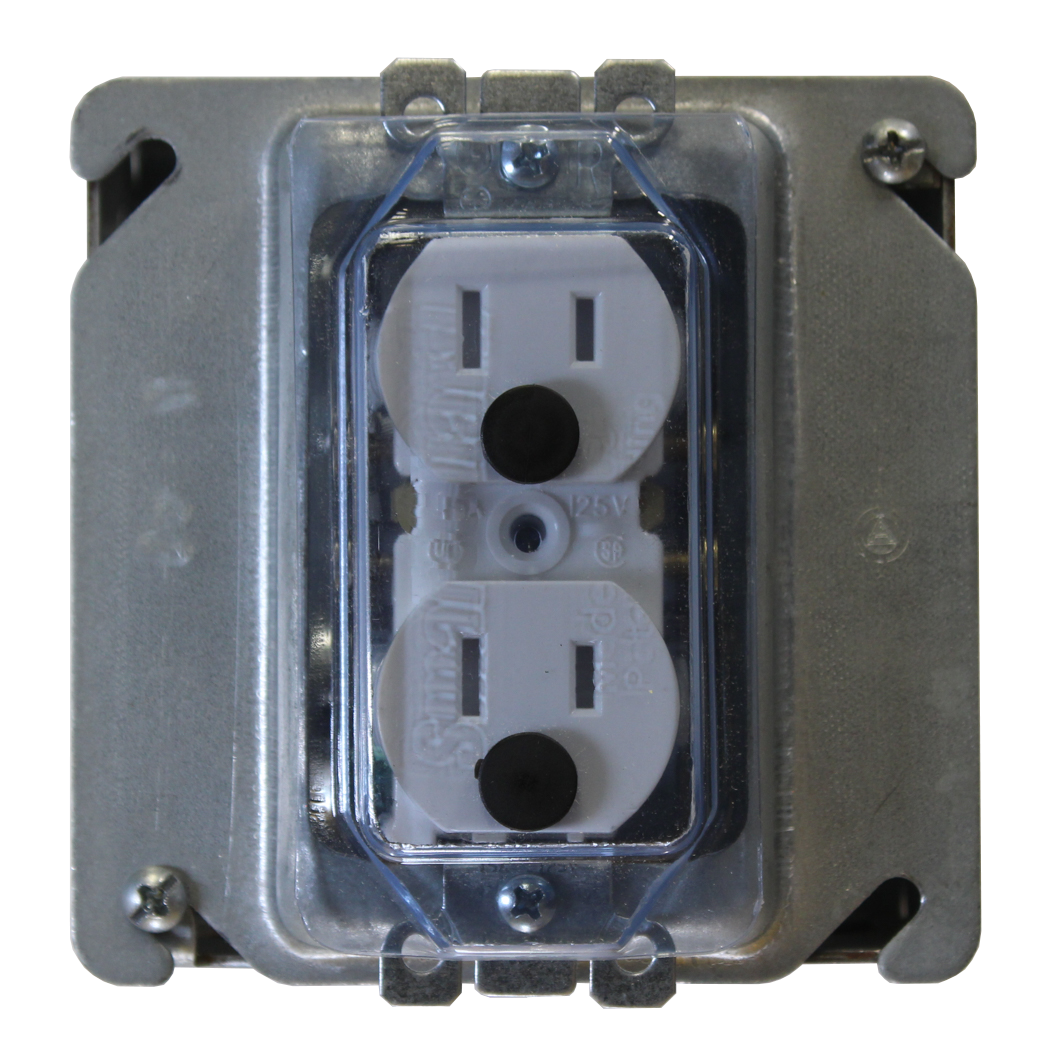 1 Gang Pre-Fab Cover, Duplex Outlet, with Pins, 25 count