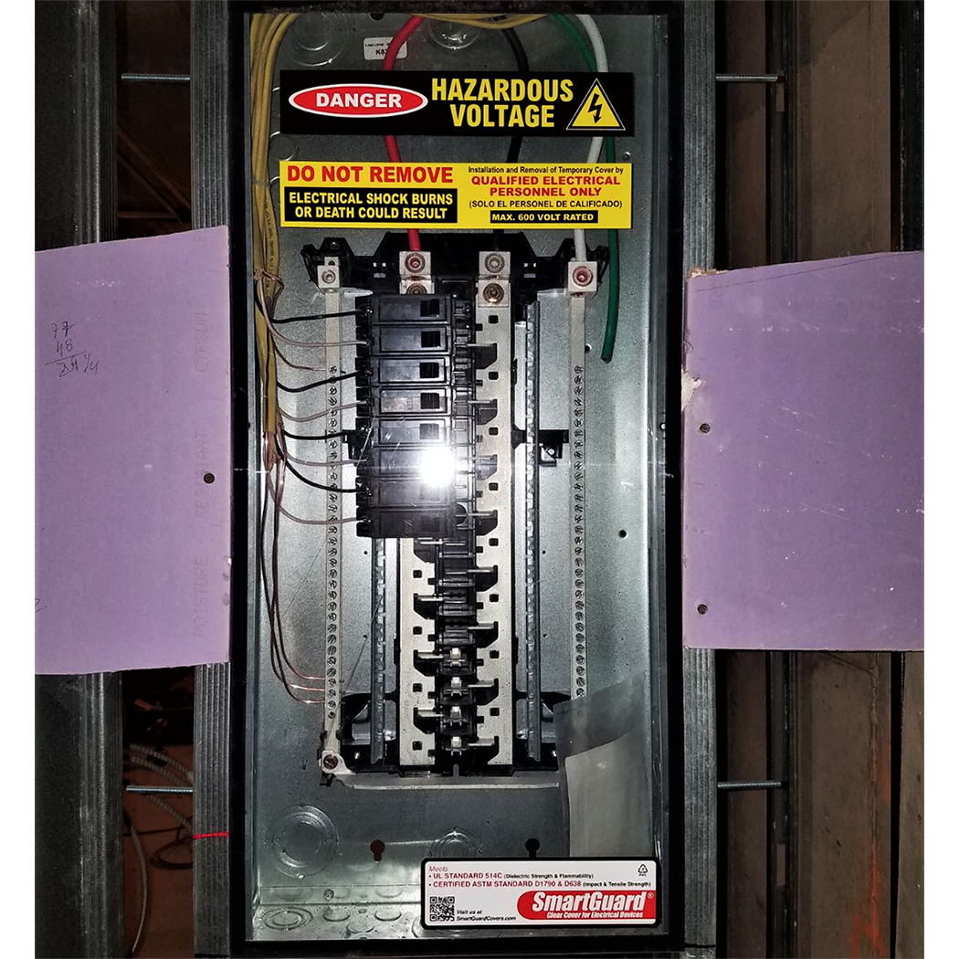 SmartGuard Temporary Electrical Panel Cover in use by Team Electric Corp.