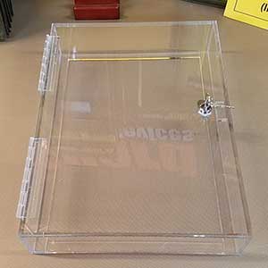 Clear Custom Size Plexiglass Box with Cam Lock Hinged Lid